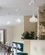 Lampadario E27 Moderno Bianco Nero Sospensione Regolabile Minimal Faretto V.L
