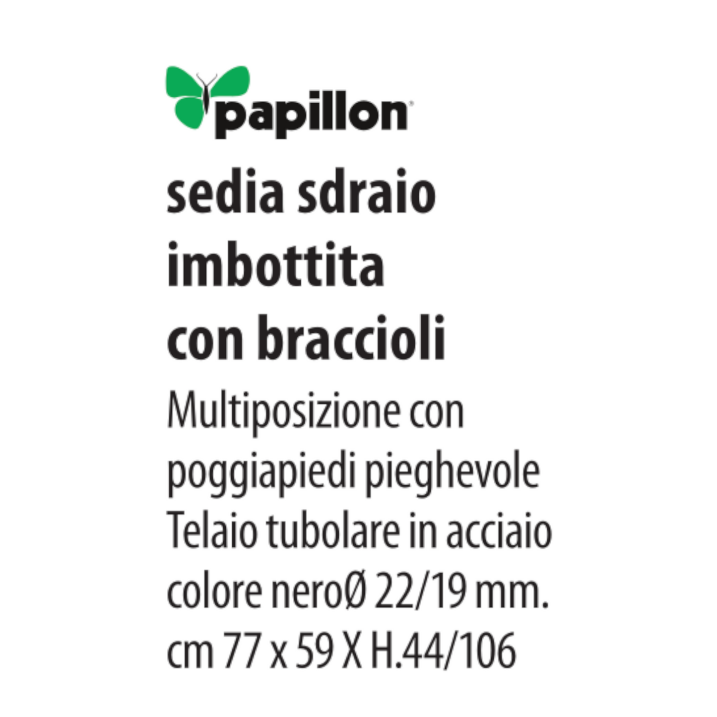 Sedia Reclinabile Imbottita Sdraio Relax in Acciaio Poggiapiedi Pieghevole VBS