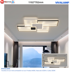 Plafoniera LED Moderna 186W Dimmerabile Telecomando Lampadario Bianco Nero V.L