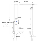 Colonna Pannello Doccia NYMO Acciaio Inox Lucidato Finitura Specchio 8K 4Vie D.X