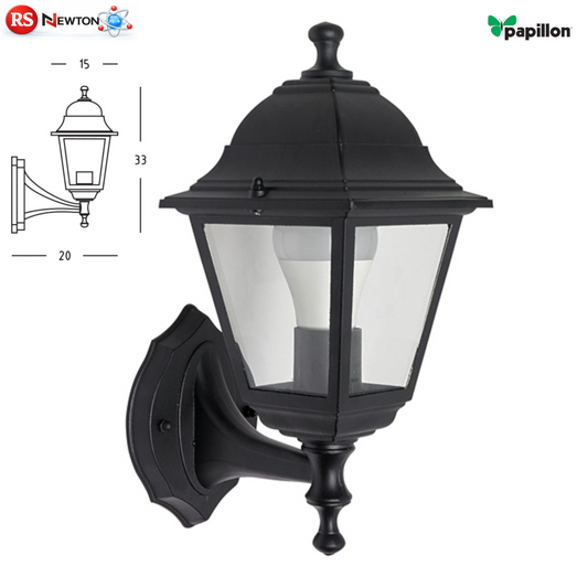Lanterna Esterno Compatta Vintage Lampada E27 Alluminio Nero Giardino Parete VBS