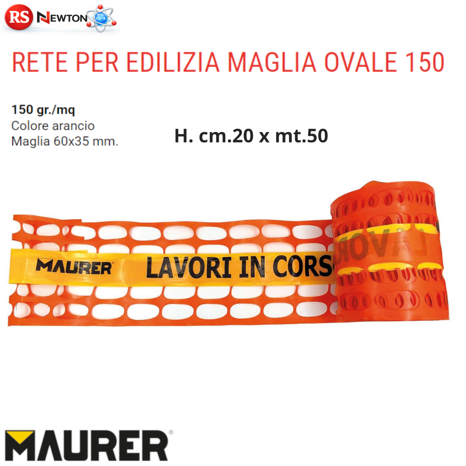Rete per Edilizia Maglia Ovale 20x50M Segnalazione Cantiere Alta Visibilità VBS