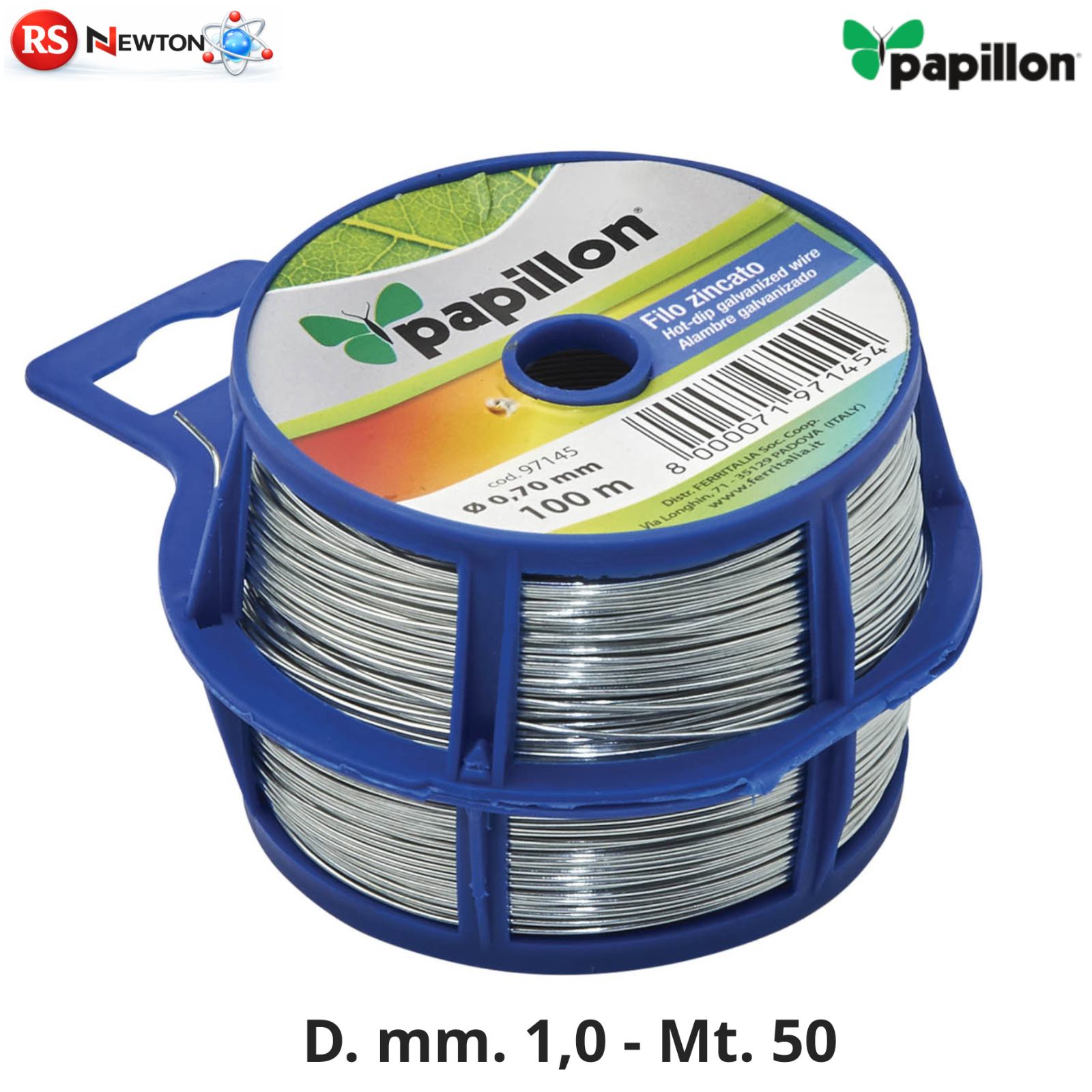 Filo Zincato 1,0 mm Bobina 50 Mt Legatura Giardinaggio Recinzioni Filo Ferro VBS