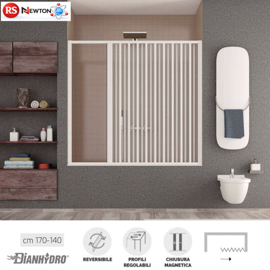 Cabina Parete Box Vasca da Bagno PVC Nicchia Soffietto Reversibile 170-140 D.X