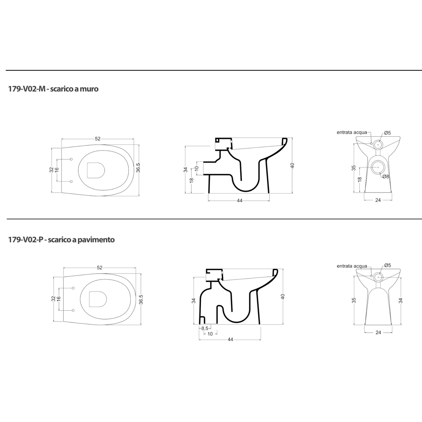 Vaso Bidet Confort LINPHA con Erogatore Scarico Muro/Pavimento Salvaspazio D.X