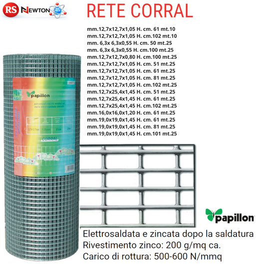 Rete Elettrosaldata Zincata 25 M Recinzione Maglia 75x50 Filo 1,6mm H125-175 VBS