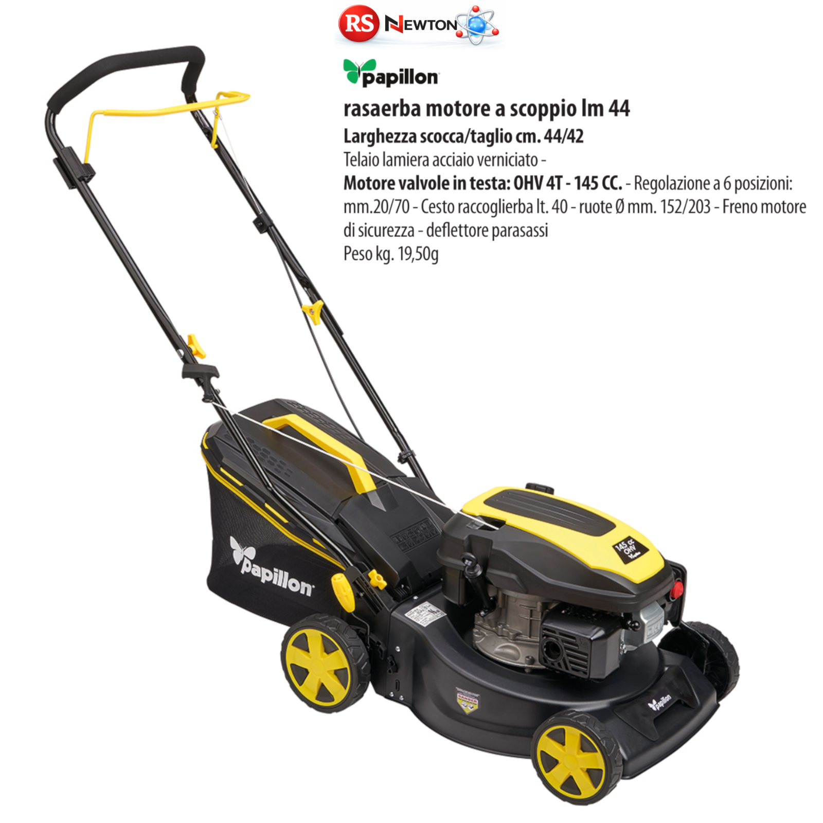Rasaerba a Scoppio OHV 4 Tempi 145CC Tosa Taglia Erba Giardino x Prato 800mq VBS
