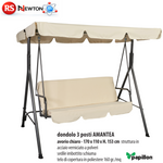 Altalena Dondolo Giardino 3 Posti Avorio Chiaro Sedile Imbottito Sedia Relax VBS