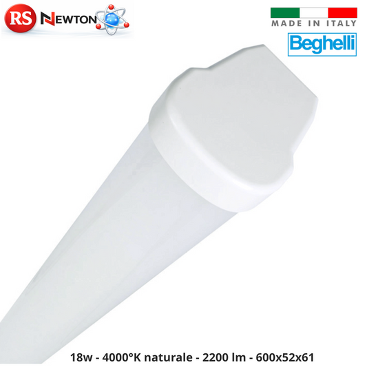 Plafoniera Stagna LED Soffitto BEGHELLI 18W Luce Naturale 4000K IP65 60cm G.F