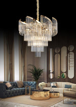 Lampadario Cristallo Oro 22xG9 80cm Lusso Moderno Sospensione Hotel Albergo V.L