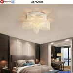 Plafoniera Soffitto Fiore Cristallo Bianco E14 5 Luci Bianca Elegante 48cm V.L