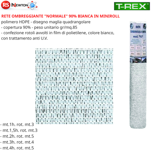 Rete Ombreggiante Bianca 90% Telo Frangivista HDPE Oscurante Balcone Recinto G.F