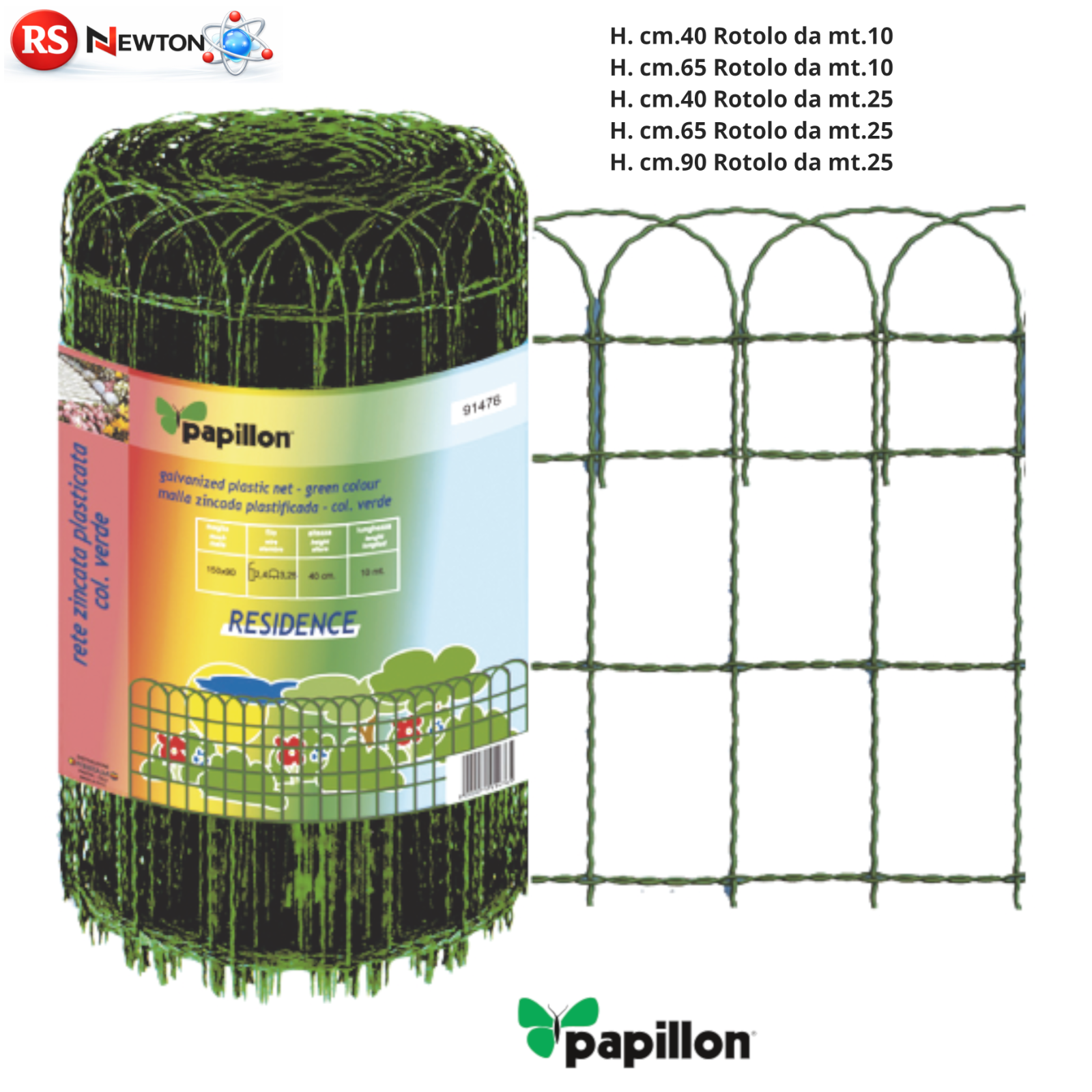 Rete Ornamentale Verde PVC Zincata Recinzione Giardino 10 25 Mt H 40 65 90 VBS