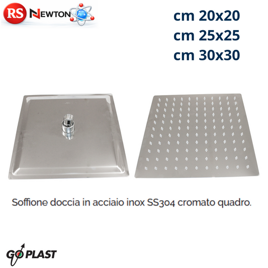 Soffione Doccia Acciaio Inox SS304 Quadro Cromato Effetto Pioggia Ultra Slim D.X