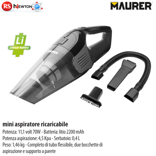 MINI ASPIRAPOLVERE Ricaricabile Portatile Auto Casa Ciclonico senza Fili 70W VBS
