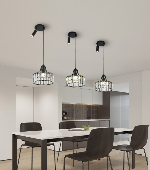 Lampadario E27 Moderno Bianco Nero Sospensione Regolabile Minimal Faretto V.L