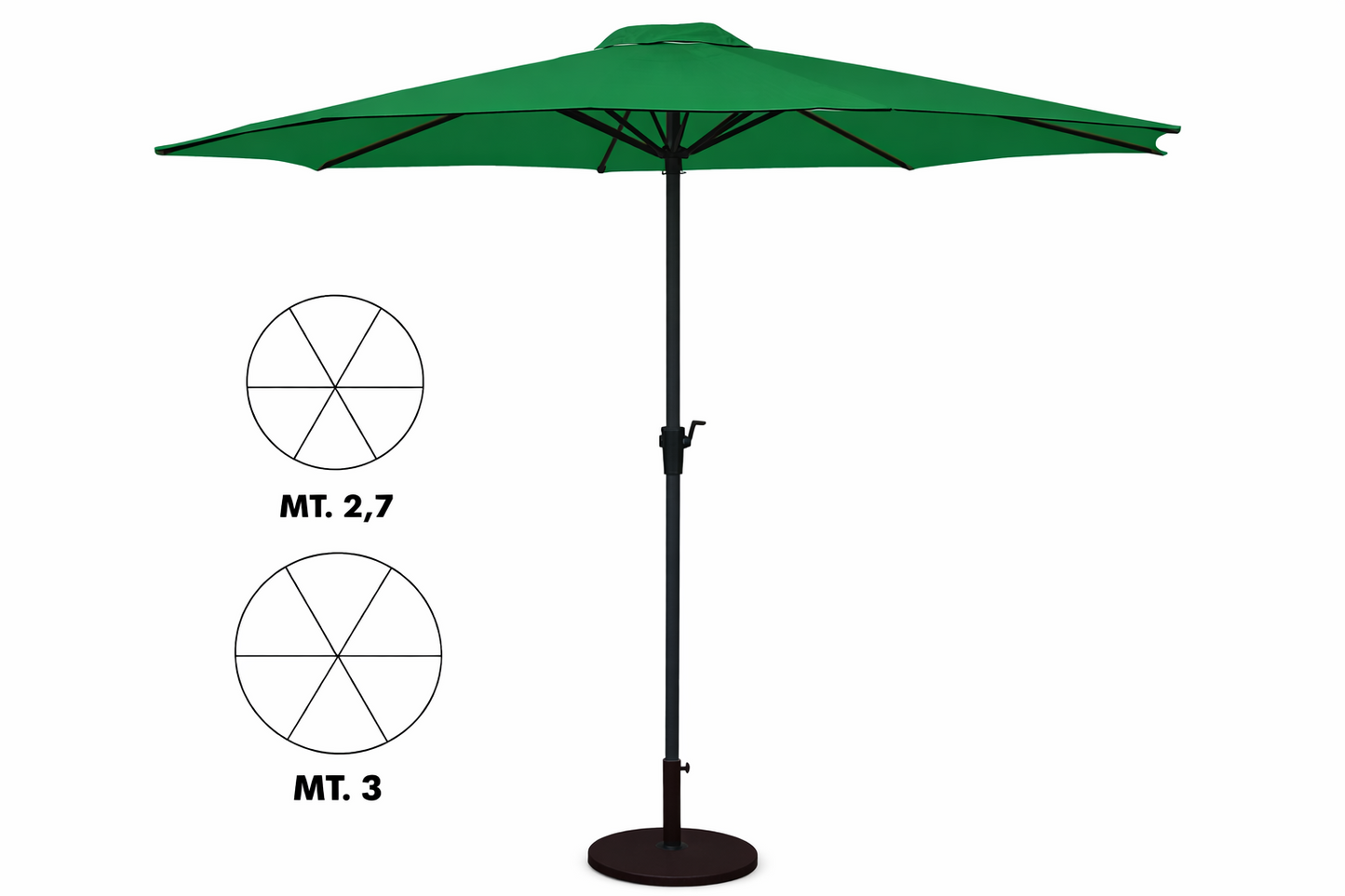 OMBRELLONE Da Giardino Patio Tondo 270 300 cm in Metallo Con Manovella G.F