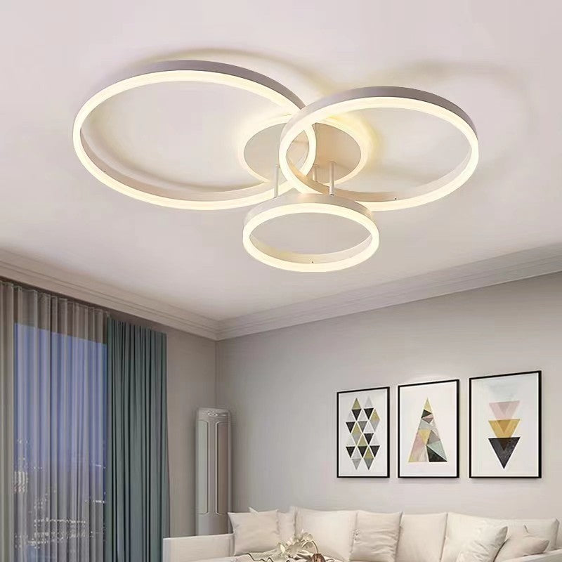 Lampadario LED Moderno 120W Dimmerabile Plafoniera Soffitto 3 Cerchi Bianco V.L