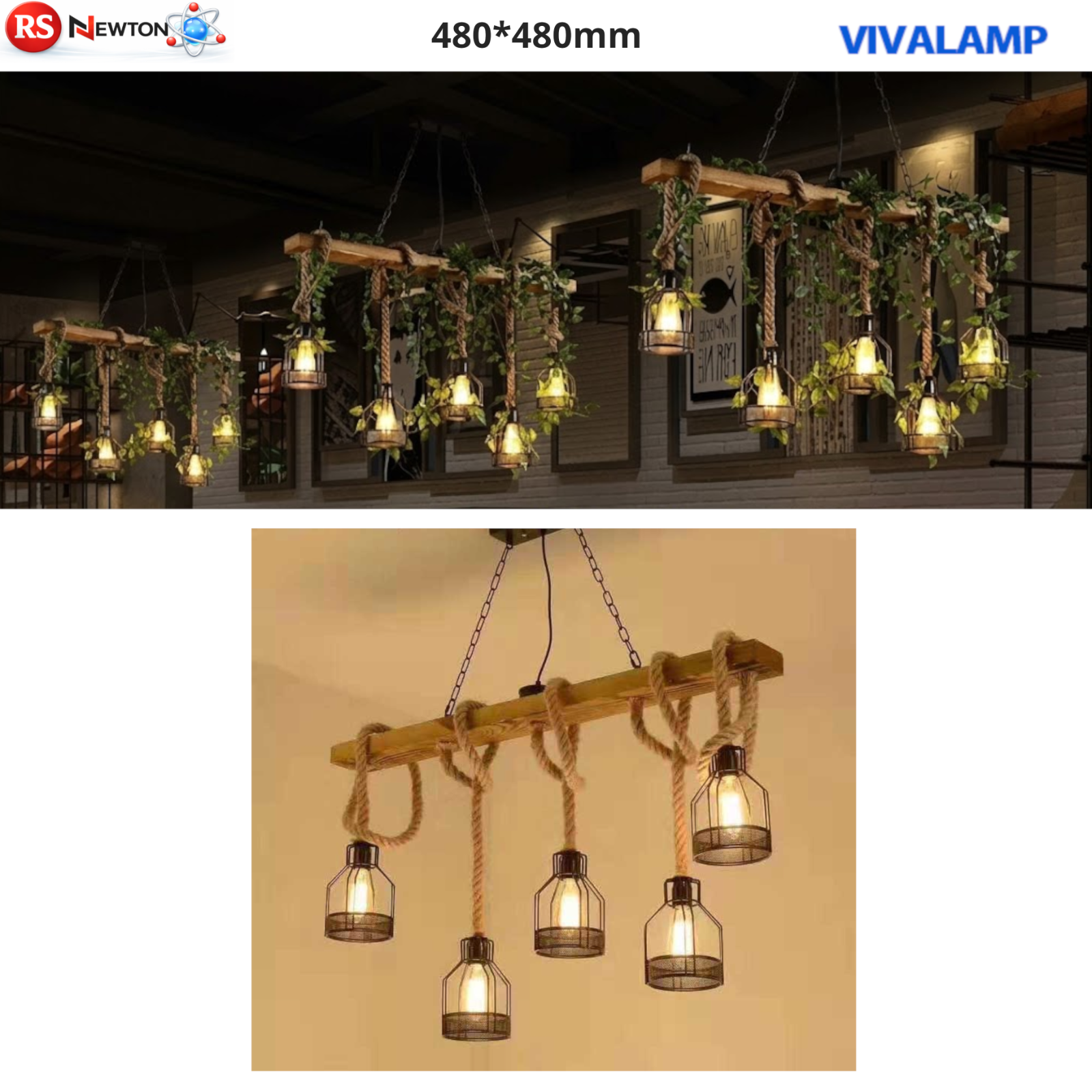 Lampadario Corda Canapa E27 Vintage Rustico Legno Sospensione Soffitto V.L