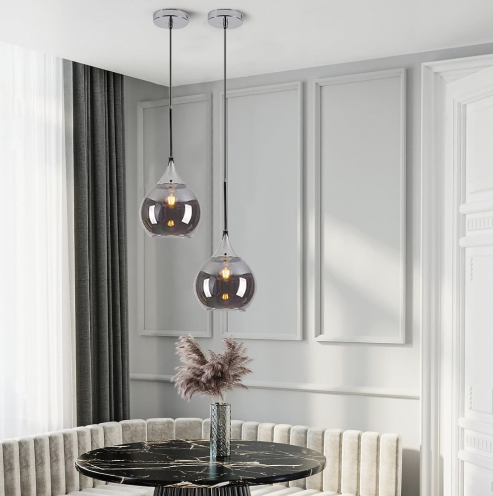 Lampadario Sospeso Sfera Vetro 25cm E27 Sospensione Moderna Globo Elegante V.L