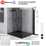 Piatto Doccia Quadro Ceramica Slim H3,6 Antiscivolo 80x80 90x90 Bianco Nero D.X