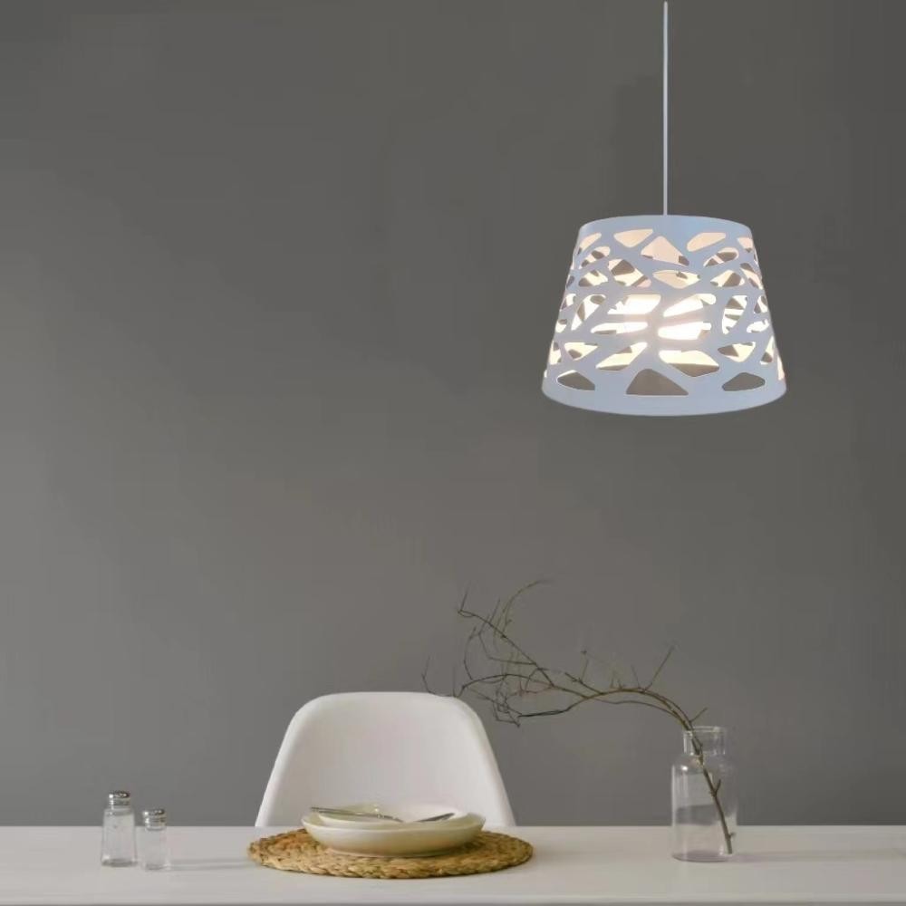 Lampadario Sospeso E27 Metallo Cavo Regolabile Bianco Bar Ristorante Hotel V.L