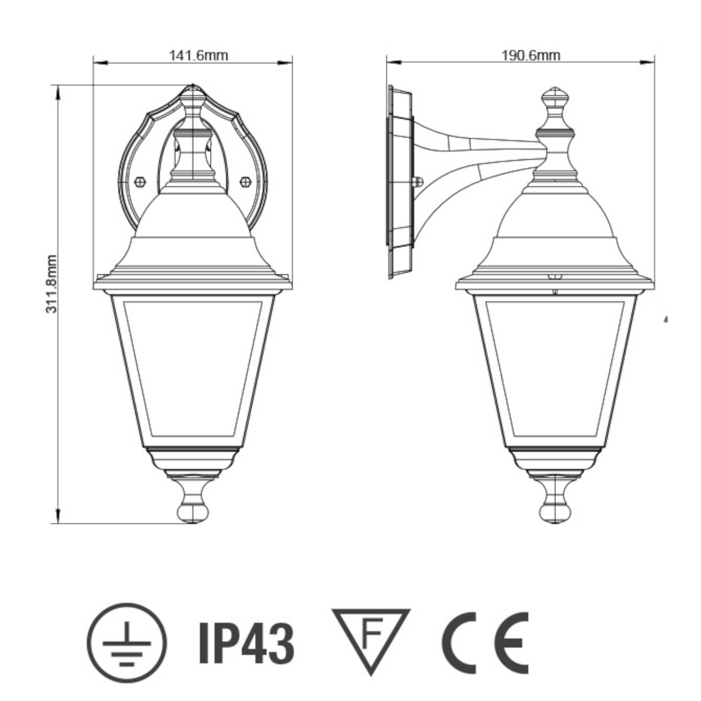 Lanterna Esterno Mini Bassa Nera Lampada Vintage Alluminio Giardino Parete VBS