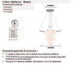Lampadario Moderno Sospeso Bianco 50cm LUNE Camera Soggiorno Elegante 92W V.L