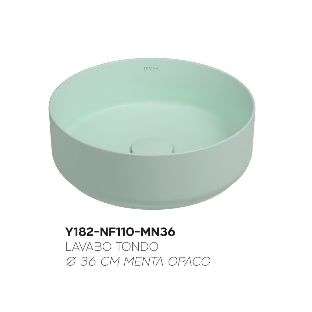 Lavabo Bagno Da Appoggio Rotondo NYMO Ø36cm Ceramica Moderno Ultra Sottile D.X