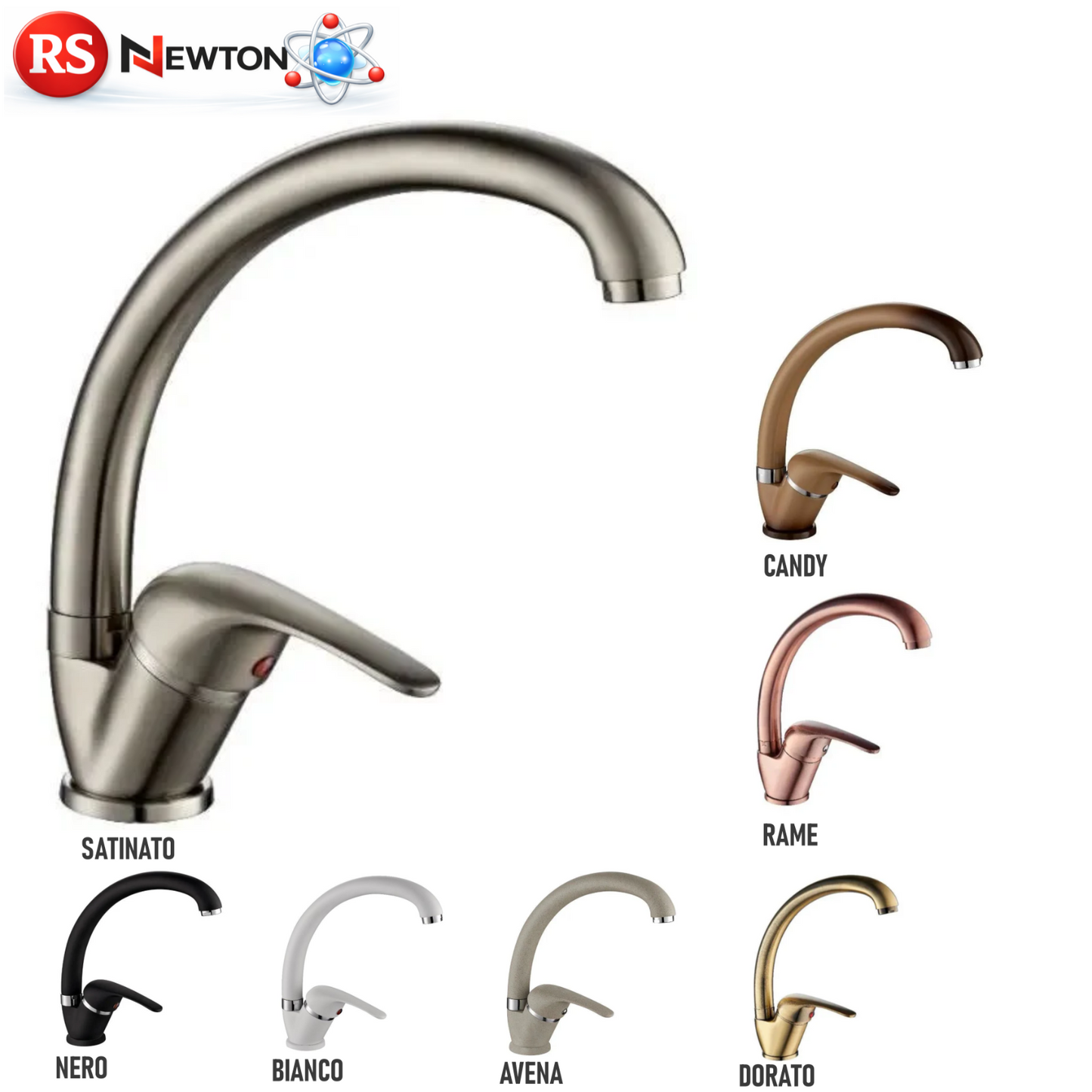 Rubinetto Lavello Cucina Canna Alta ECO FLOW Avena Satinato Oro Rame Bianco D.X
