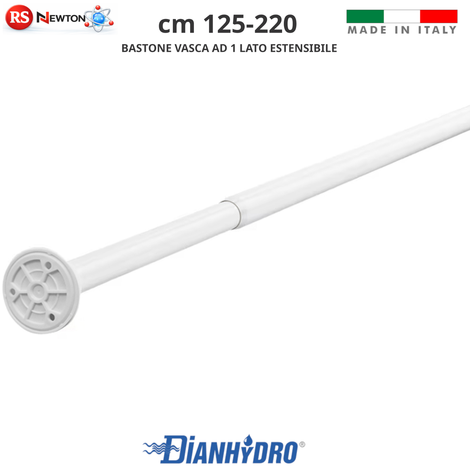 Bastone Vasca Da Bagno Telescopico Tenda Asta in Alluminio Allungabile 220CM D.X