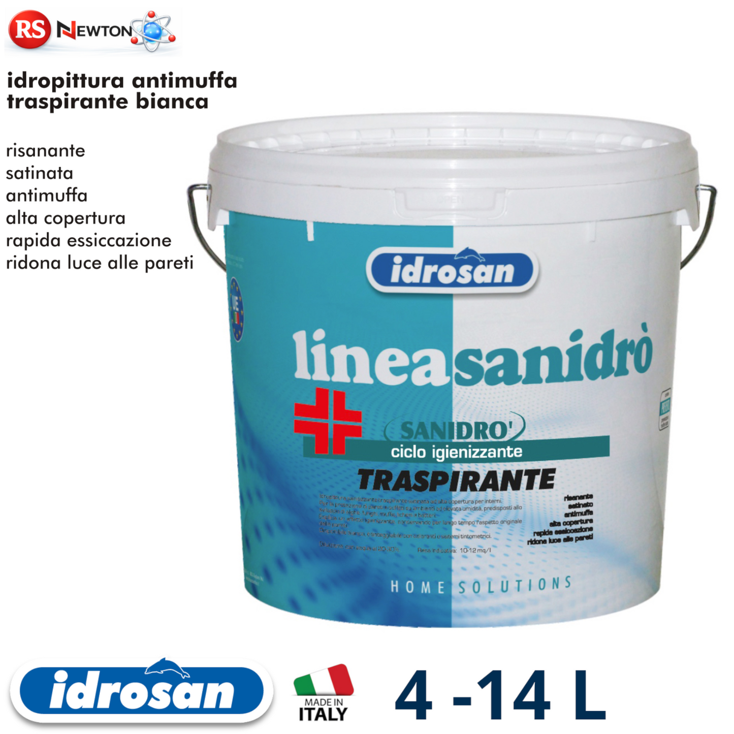 Pittura Antimuffa Bianca Traspirante Sanitizzante AntiUmidità Pareti Interni I.D