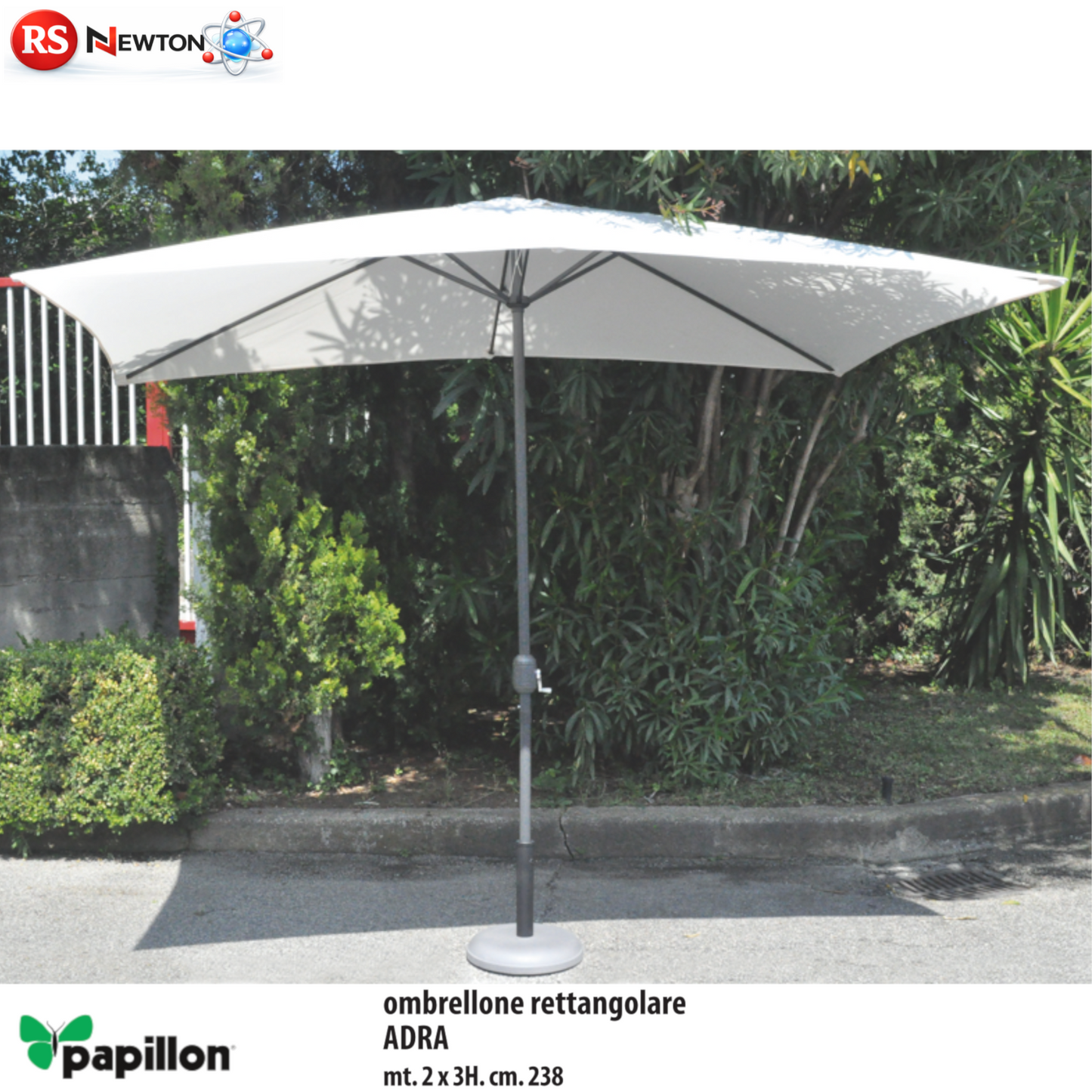 Ombrellone Giardino Patio Rettangolare 2x3 M Palo Ø38 Manovella Beige 180g VBS