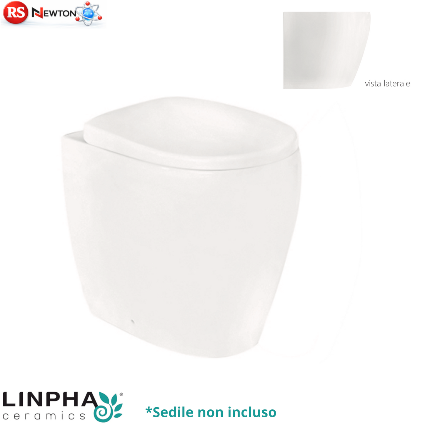Vaso WC Rimless Filo Muro LINPHA Azalea H49 Sanitari Bagno Scarico Parete D.X