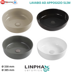 Lavabo da Appoggio Slim Bagno Ø33 38,5 Linpha Ceramica Design Moderno Tondo D.X