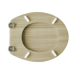 Sedile WC Universale in Legno Acero Cerniere Regolabili Copriwater Tavoletta D.X