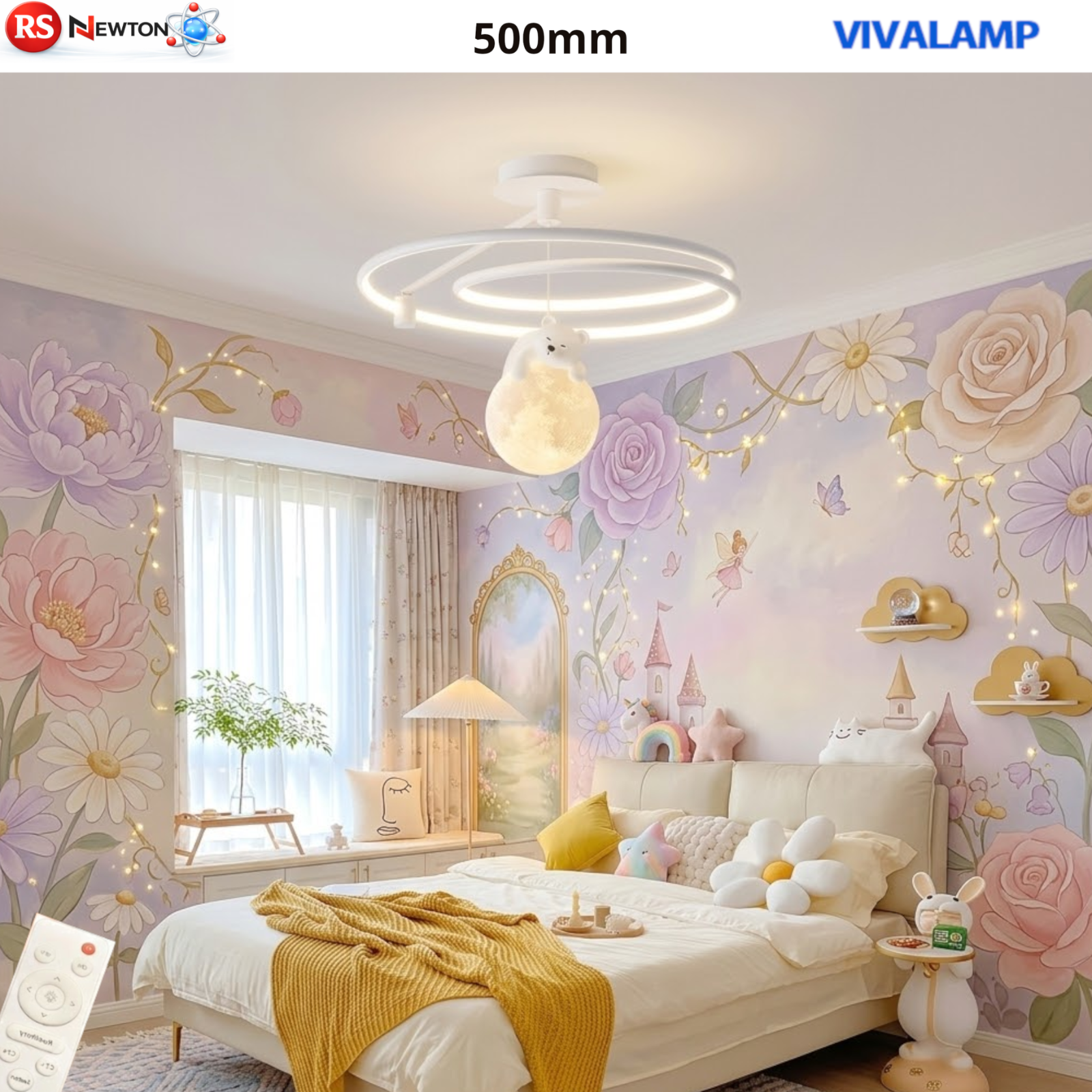 Plafoniera LED LUNA ORSO 50cm Bianca Dimmerabile 60W Cameratta Bambina V.L