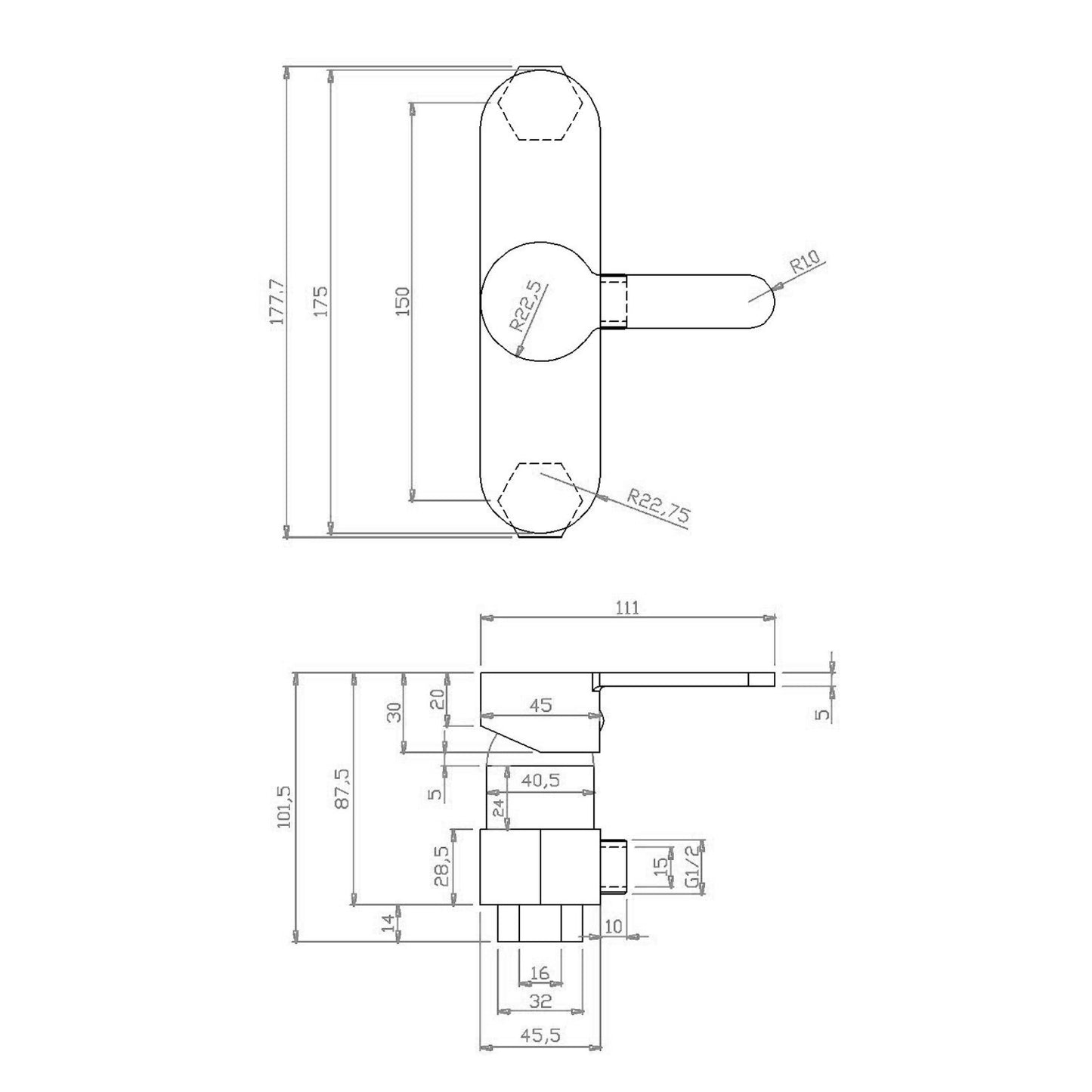 Rubinetto Miscelatore Bagno Lavabo Bidet Vasca Doccia Ottone Cromato IOLE D.X