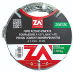 Fune Acciaio ZINCATO Cavo Corda Trefoli 10mt Ø 2 3 4 5 6 mm a 42 Fili VBS
