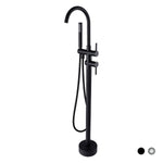 Miscelatore Vasca Da Bagno a Pavimento Moderno 115cm con Doccetta Cromo Nero D.X