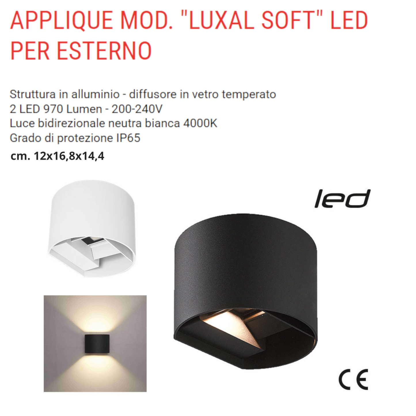 Plafoniera Led Esterno Faretto Luce a Parete Muro Lampada Applique Moderno VBS
