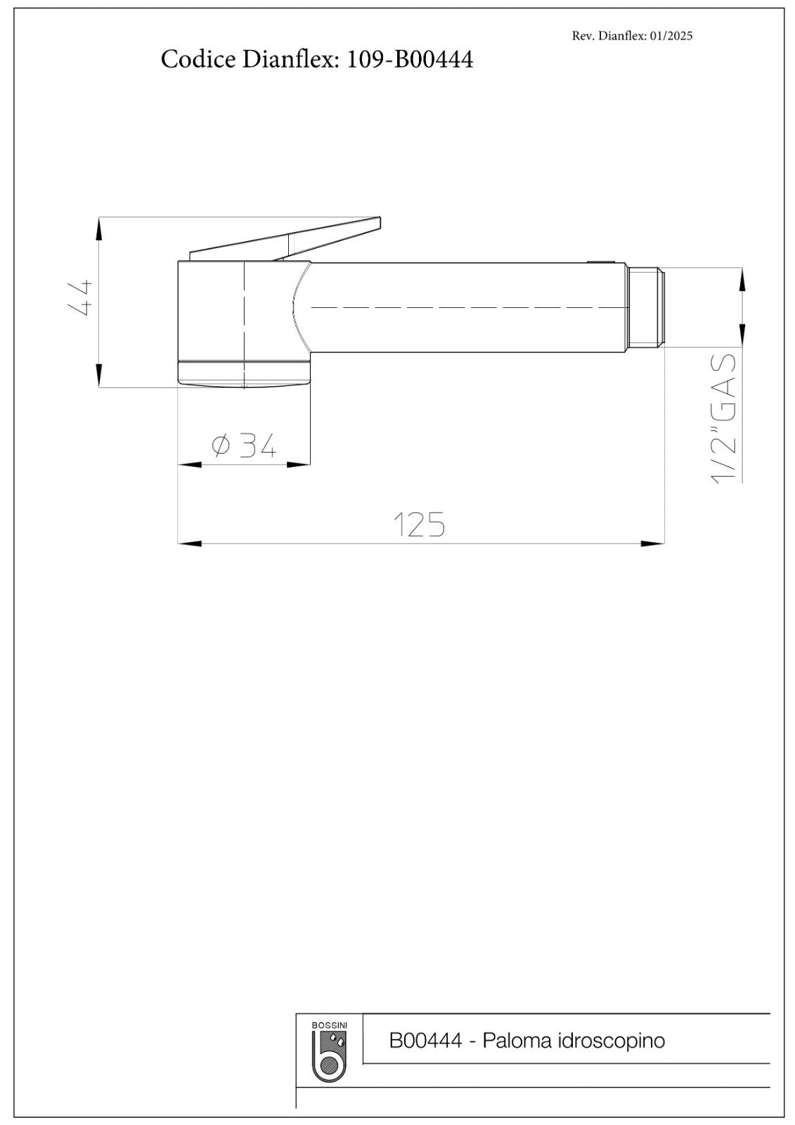 Doccia a Mano Doccetta Anticalcare Moderno BOSSINI Lavello Bagno Cucina wc D.X