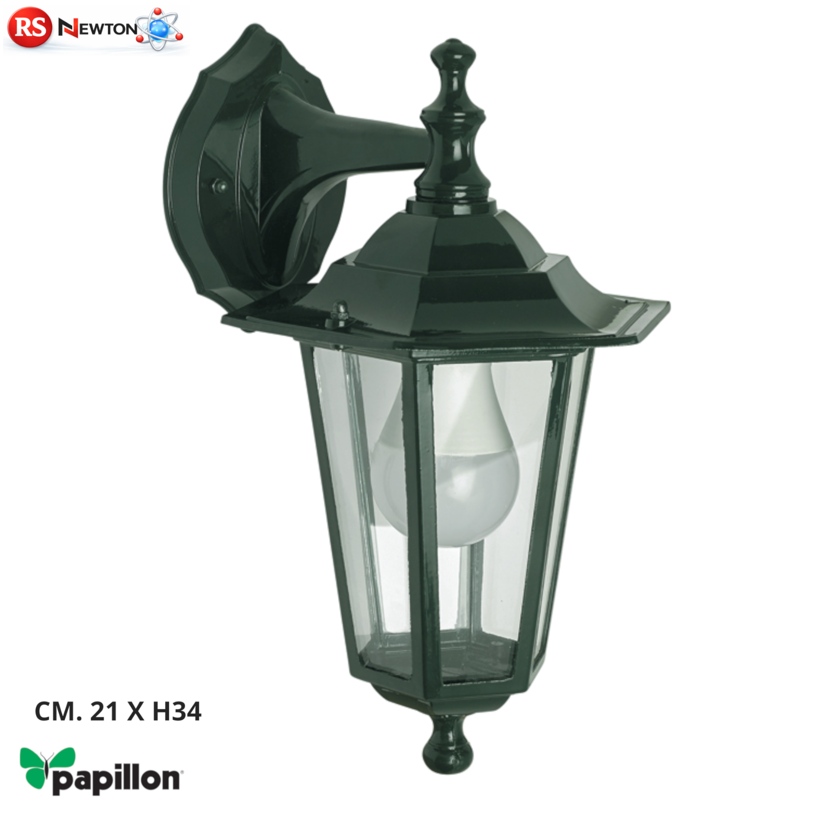 Lanterna Esterno Bassa Nero Verde Vintage Lampada Alluminio Giardino Parete VBS