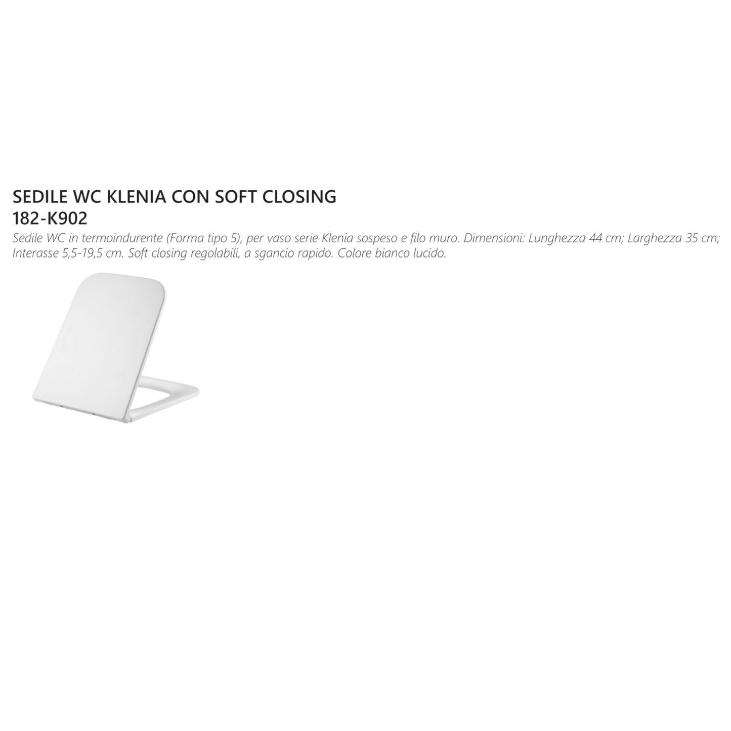 Sanitari Sospesi Rimless Bagno KLENIA Vaso WC Bidet Copri Water Soft Moderno D.X