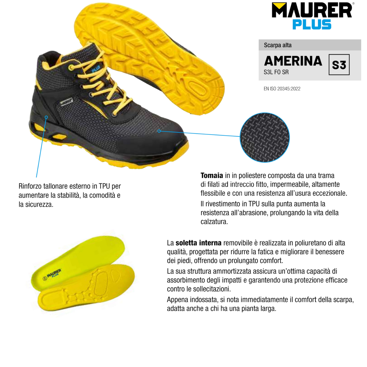 Scarpe Antinfortunistica Alte MAURER S3 Scarpa Leggera Fibra Vetro HT Uomo VBS