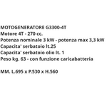 Motogeneratore 3300W 4T 270cc Benzina 3,3kW 230V Serbatoio 25L Professionale VBS