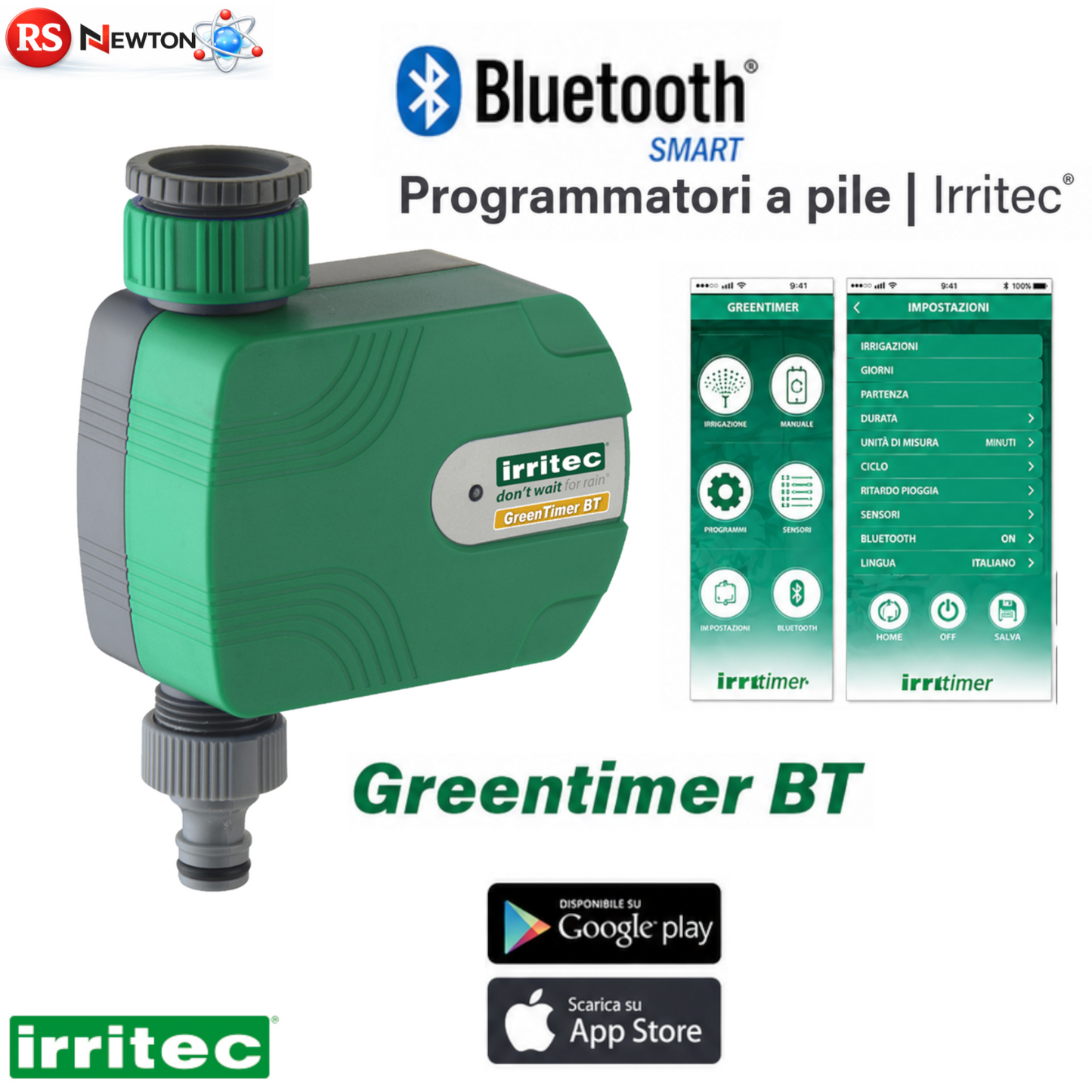 Programmatore Bluetooth IRRITEC Greentimer BT Centralina Irrigazione Con App D.X