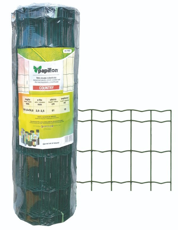 Rete Elettrosaldata Verde PVC Zincata Recinzione 10 Metri Maglia 101x50 VBS
