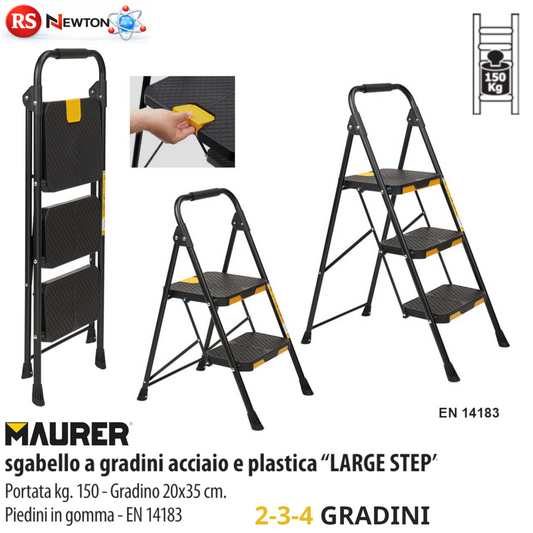 Sgabello A Gradini Acciaio 2 3 4 Gr 150Kg Scala Antiscivolo Pieghevole VBS