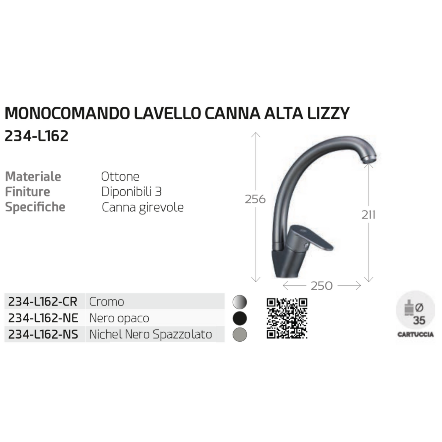 Rubinetto Miscelatore Lavello Cucina Moderno Canna Alta Cromato Nero Nichel D.X